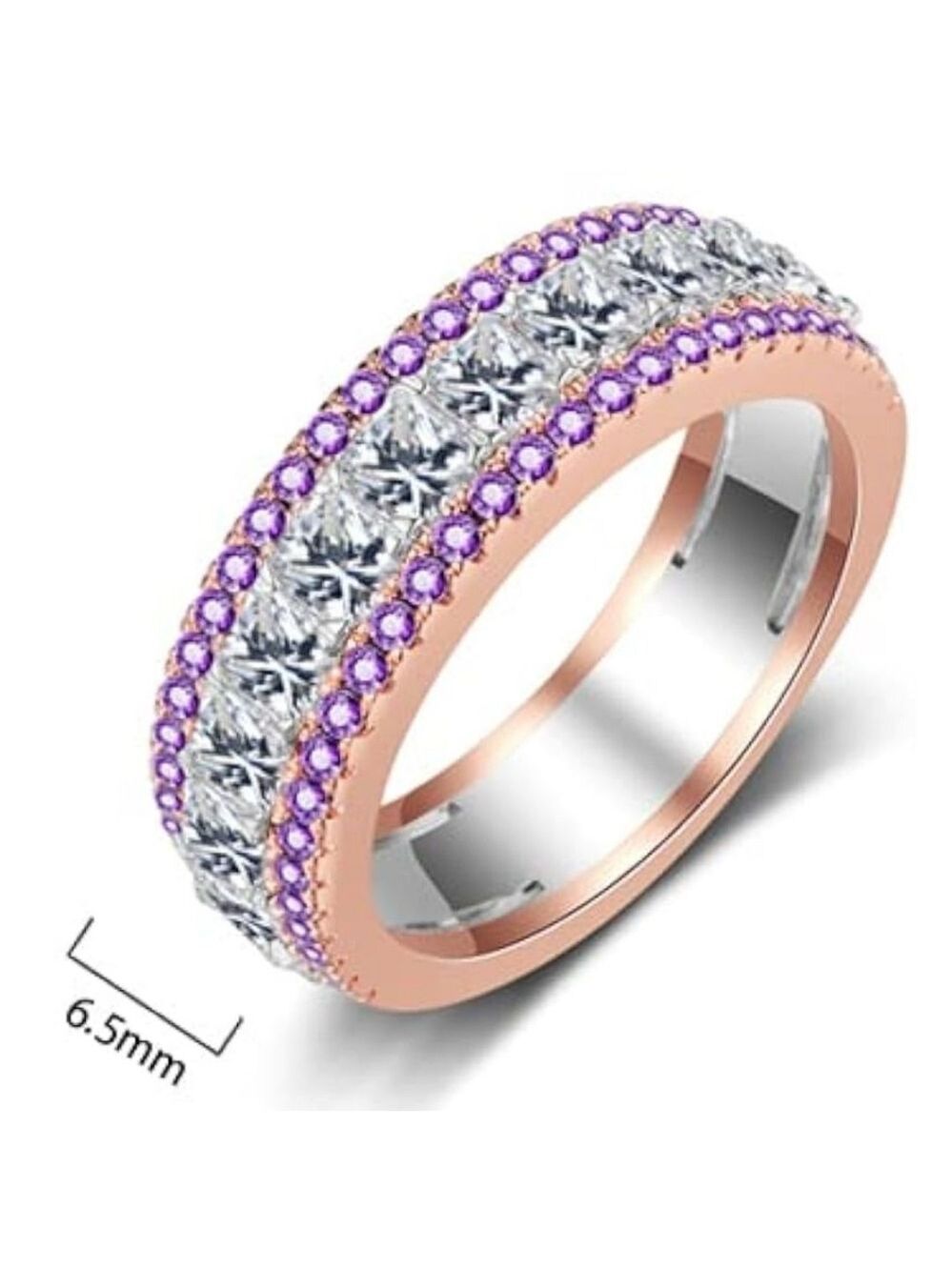 Double Row Pave Cubic Zirconia Eternity Band - Picture 6 of 6